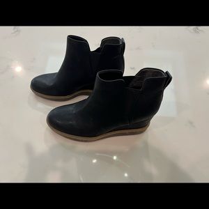 Dr scholls black leather wedges
